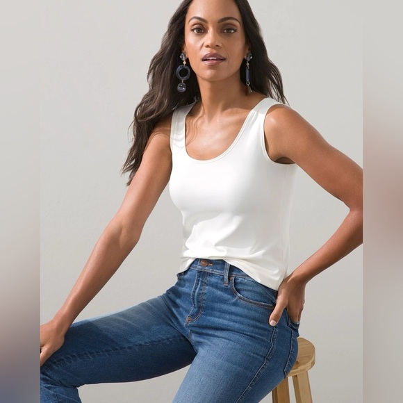 Chico’s Tank Top Microfiber Sleeveless Layering Tank Ecru Cream Extra Large - Picture 1 of 6